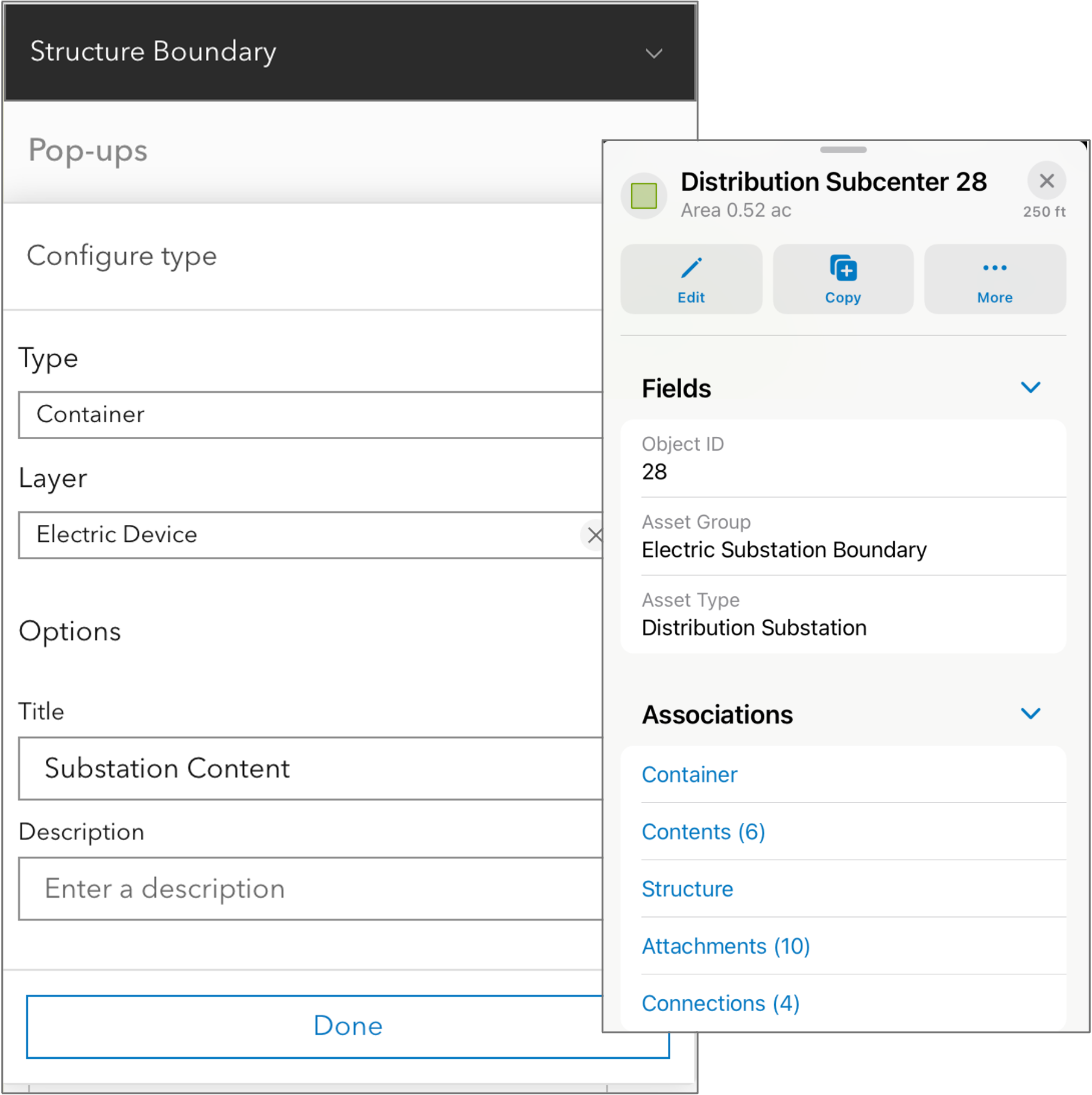 Navigate utility network associations configured in the map
