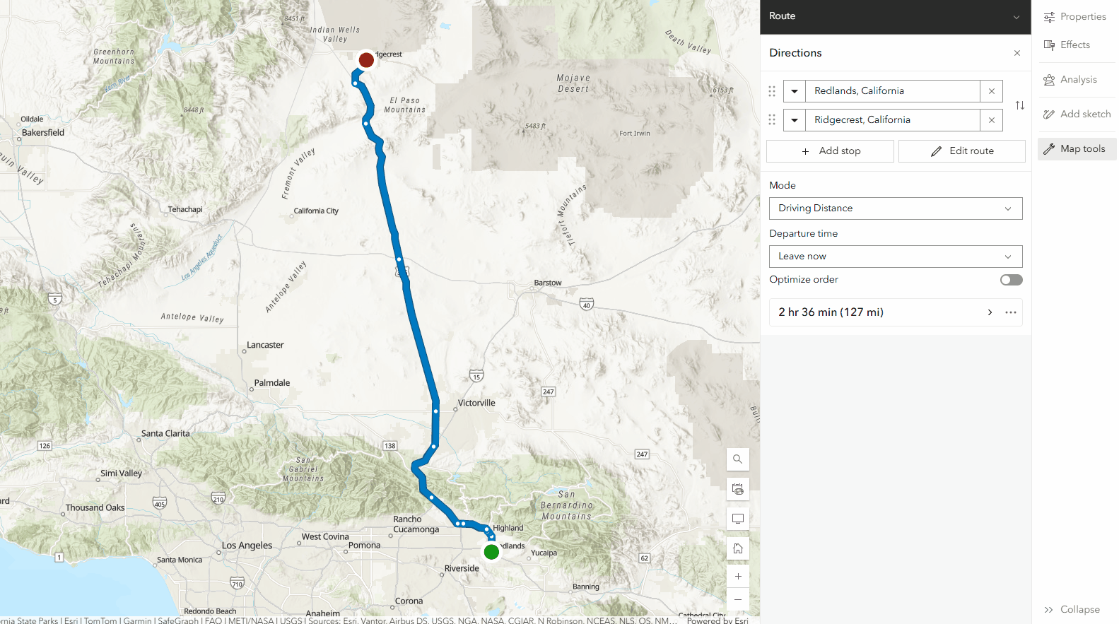 Animated workflow showing placing and dragging waypoints along a route to change its path.