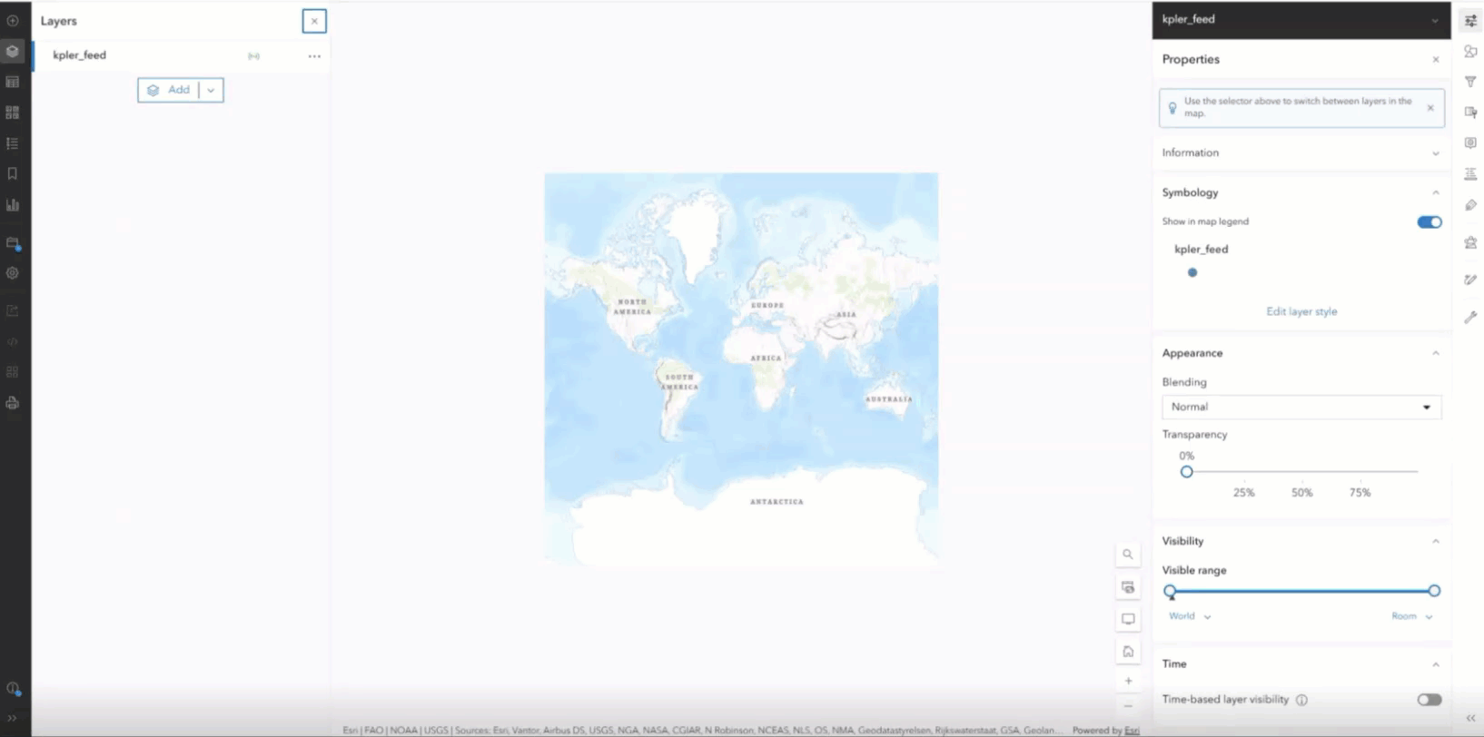 The recording shows the real-time data received from the Kpler feed, where symbology has been changed from dots to triangles to indicate direction the vessel is traveling.
