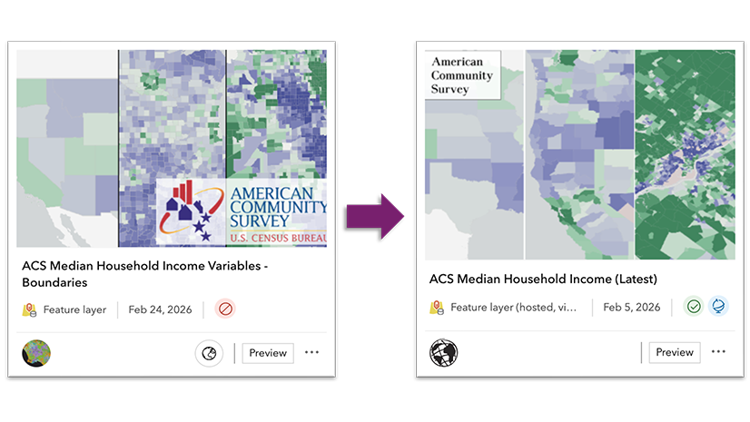 Paths to Update your Content with the Latest American Community Survey (ACS) Layers