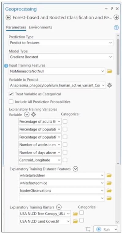 the Forest-based and Boosted Classification and Regression geoprocessing tool