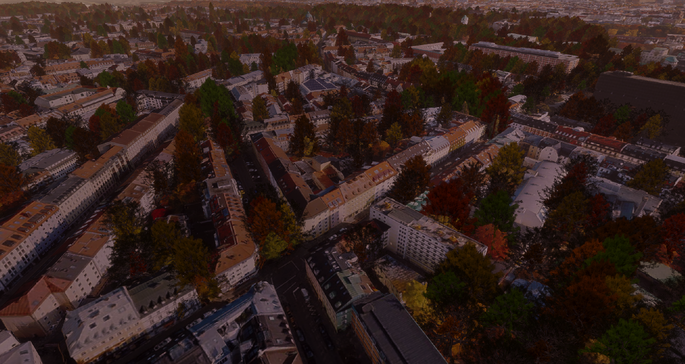 Rooftop restaurant scene in Munich built using ArcGIS Maps SDK for Unity with animated characters.