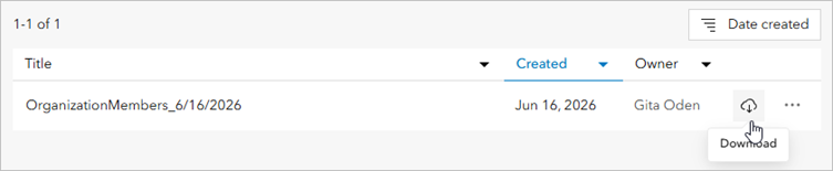 Report listing with Download option highlighted