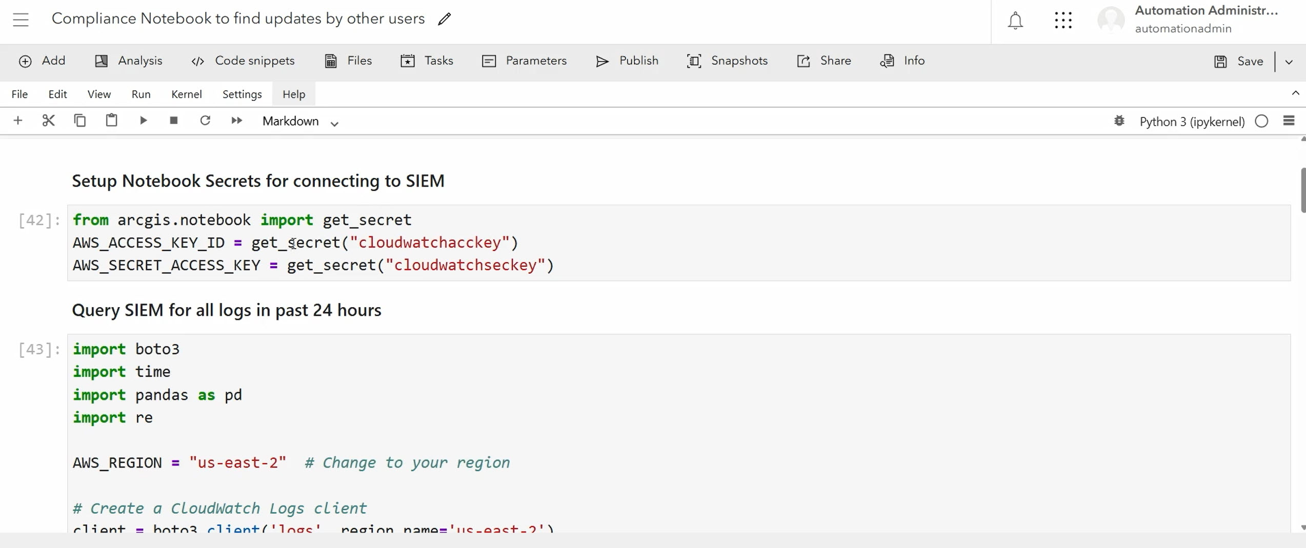 Bill's notebook is connected to a Security Information and Event Management (SIEM) system