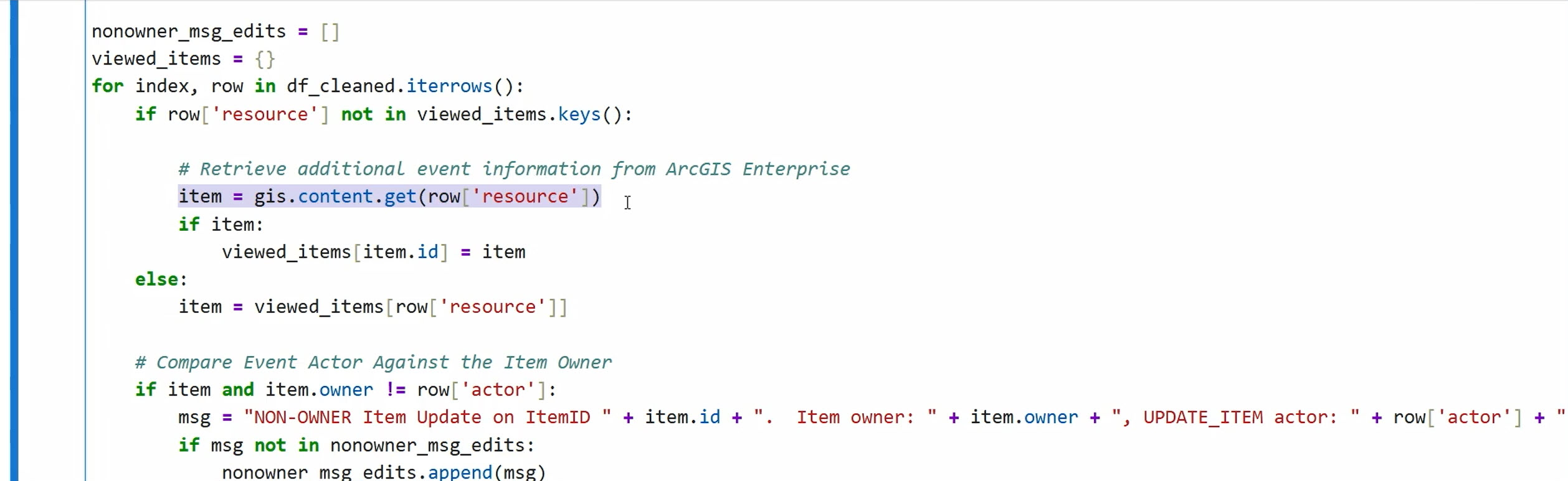 Additional item details are retrieved from ArcGIS Enterprise