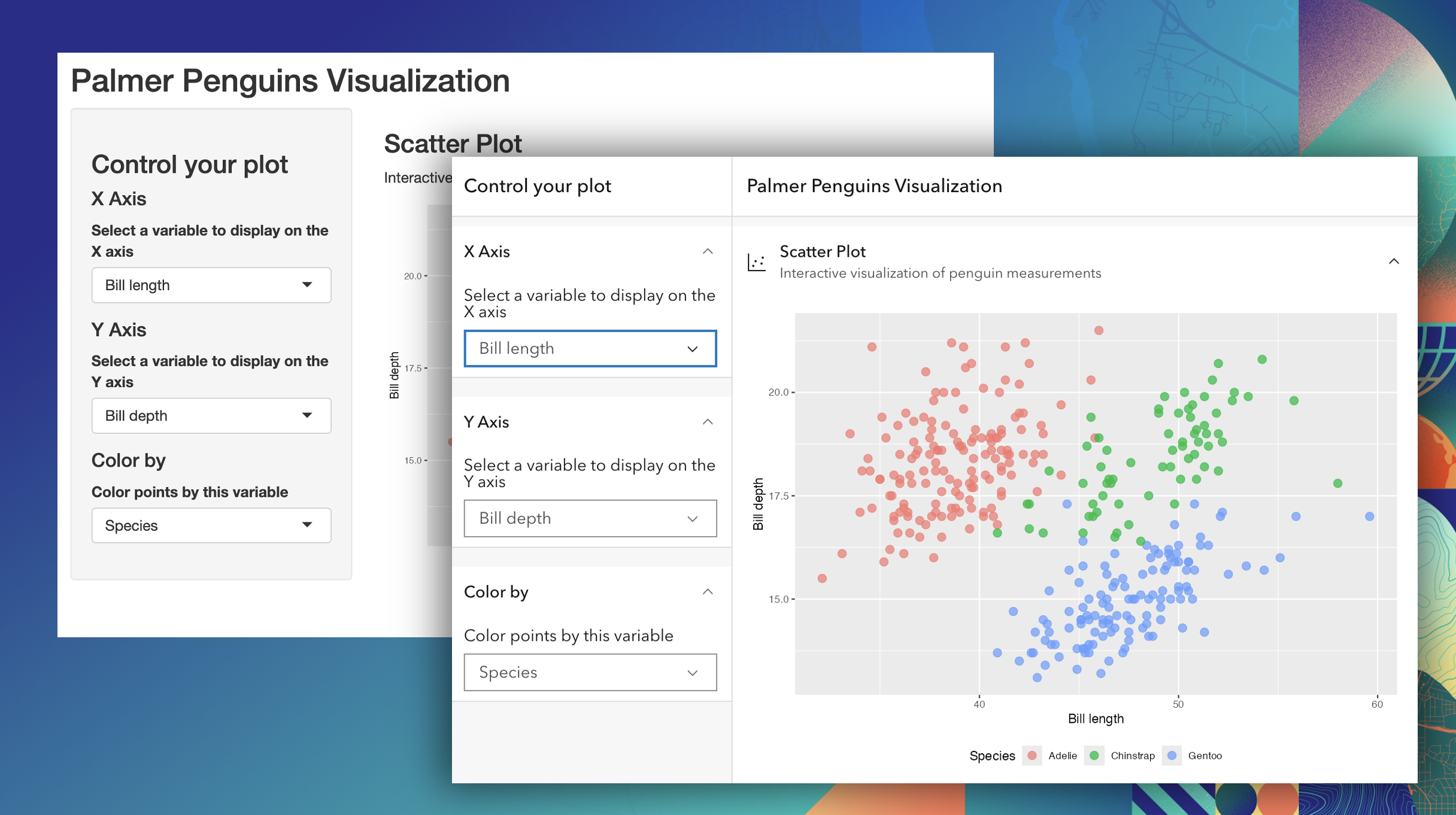 A screen shot of a shiny app built with the calcite design system.