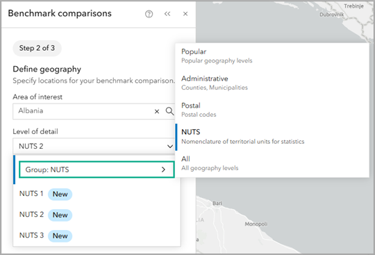 Use NUTS as the level of detail in benchmark comparisons using ArcGIS Business Analyst