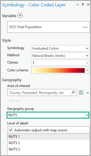 NUTS geography group in Business Analyst Pro