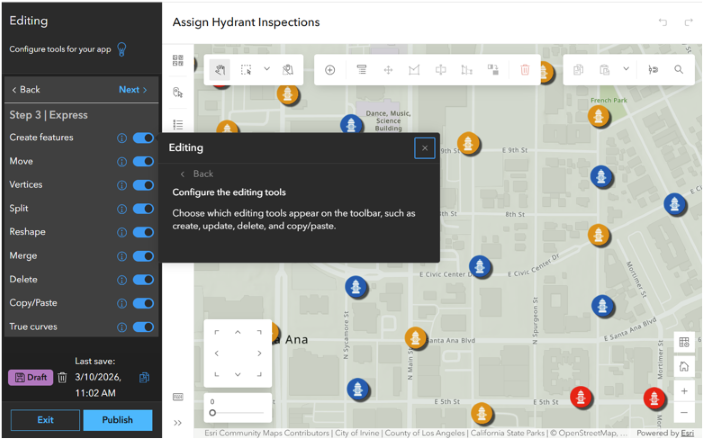A list of all the available editing tools is presented in the configurable Web Editor template.