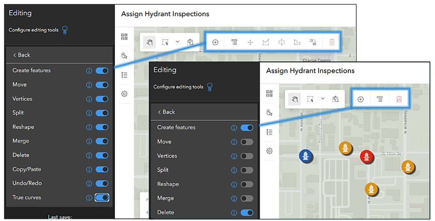 Customized toolbars display the tools you choose.