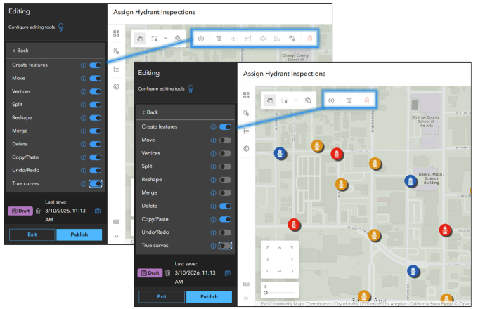 Customized toolbars show the tools you choose.