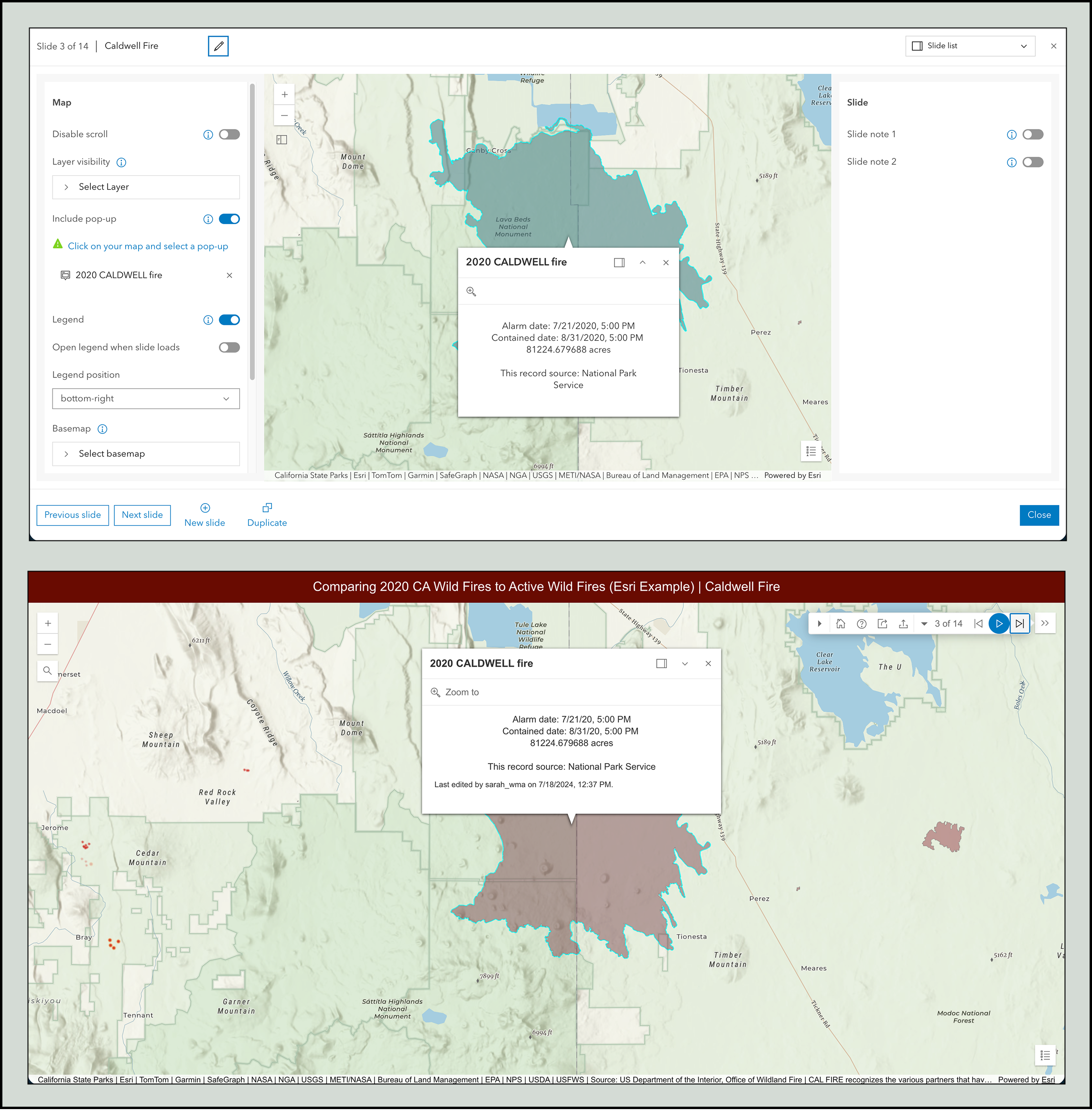 Screenshot of Exhibit slide authoring and sample Exhibit app.