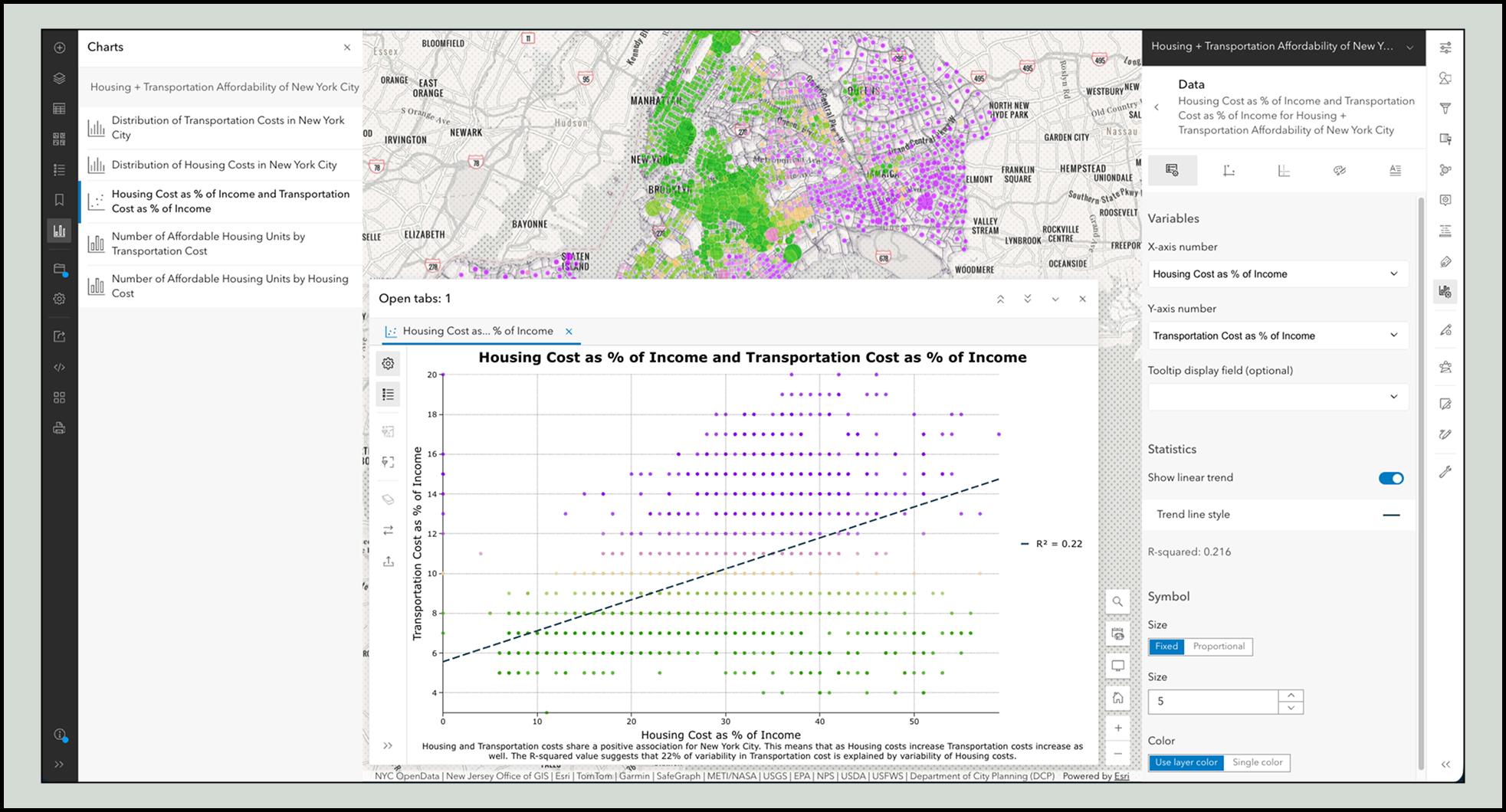 Screenshot of chart configuration in Map Viewer.