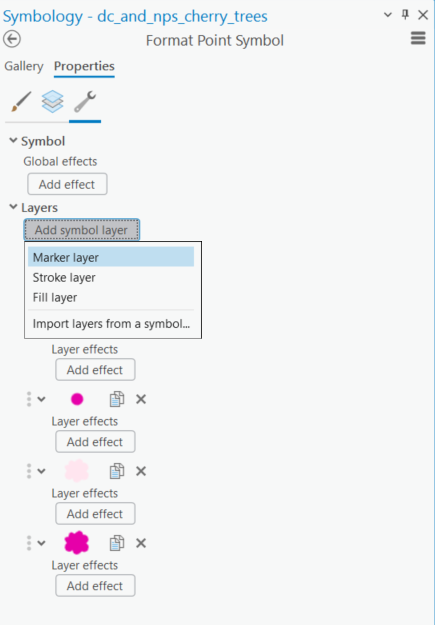 Image of Structure Tab in Properties Tab in the Symbology pan in ArcGIS Pro
