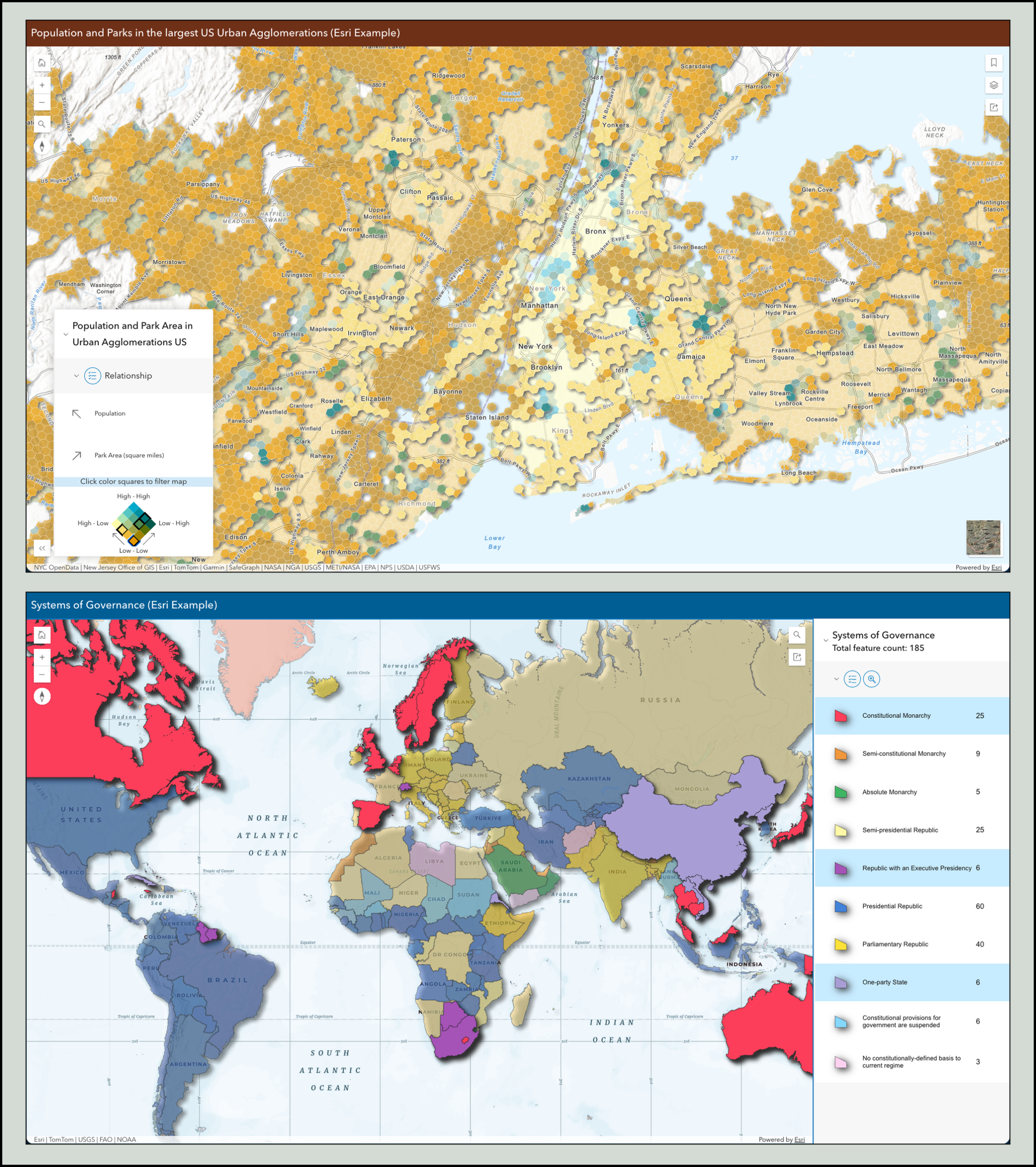 Screenshot of interactive legend apps.