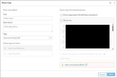 Share a web map workflow