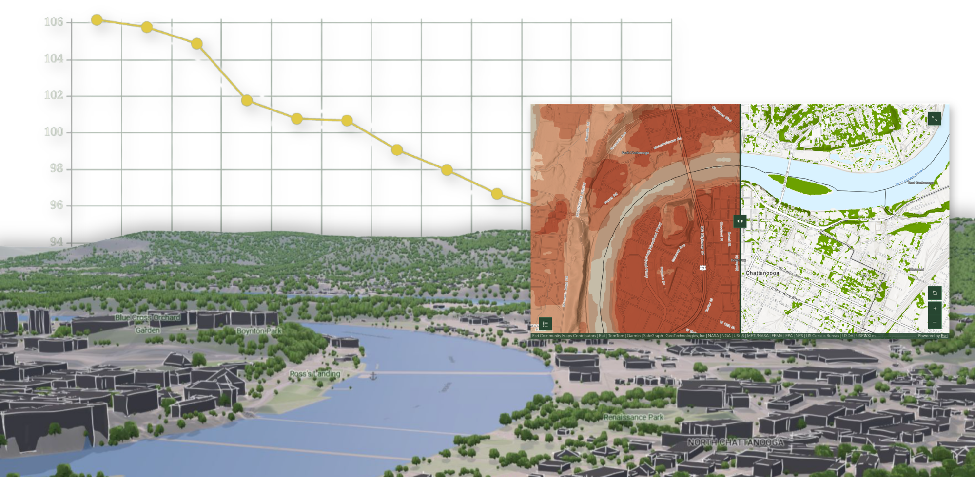 Graphic of images and a map from the winning story.