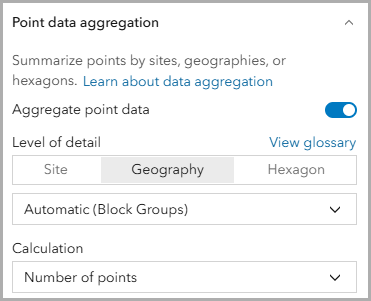 Point data aggregation in Business Analyst Web App