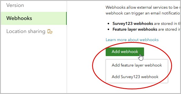 Add feature layer webhooks
