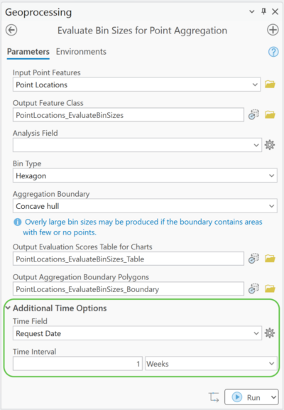 Tool dialog box with Additional Time Options section highlighted.