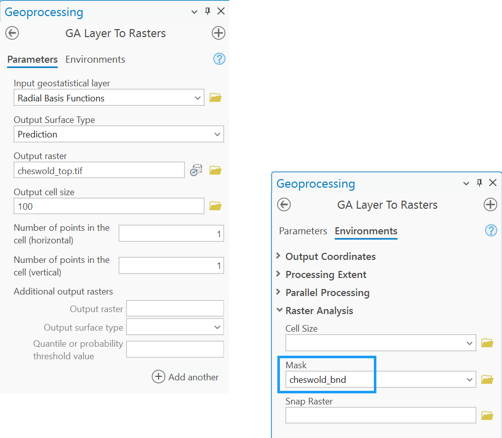 Convert the RBF geostatistical layer to a raster using GA Layer To Rasters tool.