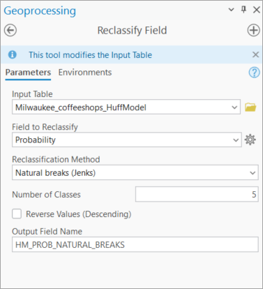 Reclassify Field parameters