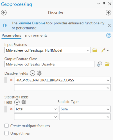Dissolve parameters