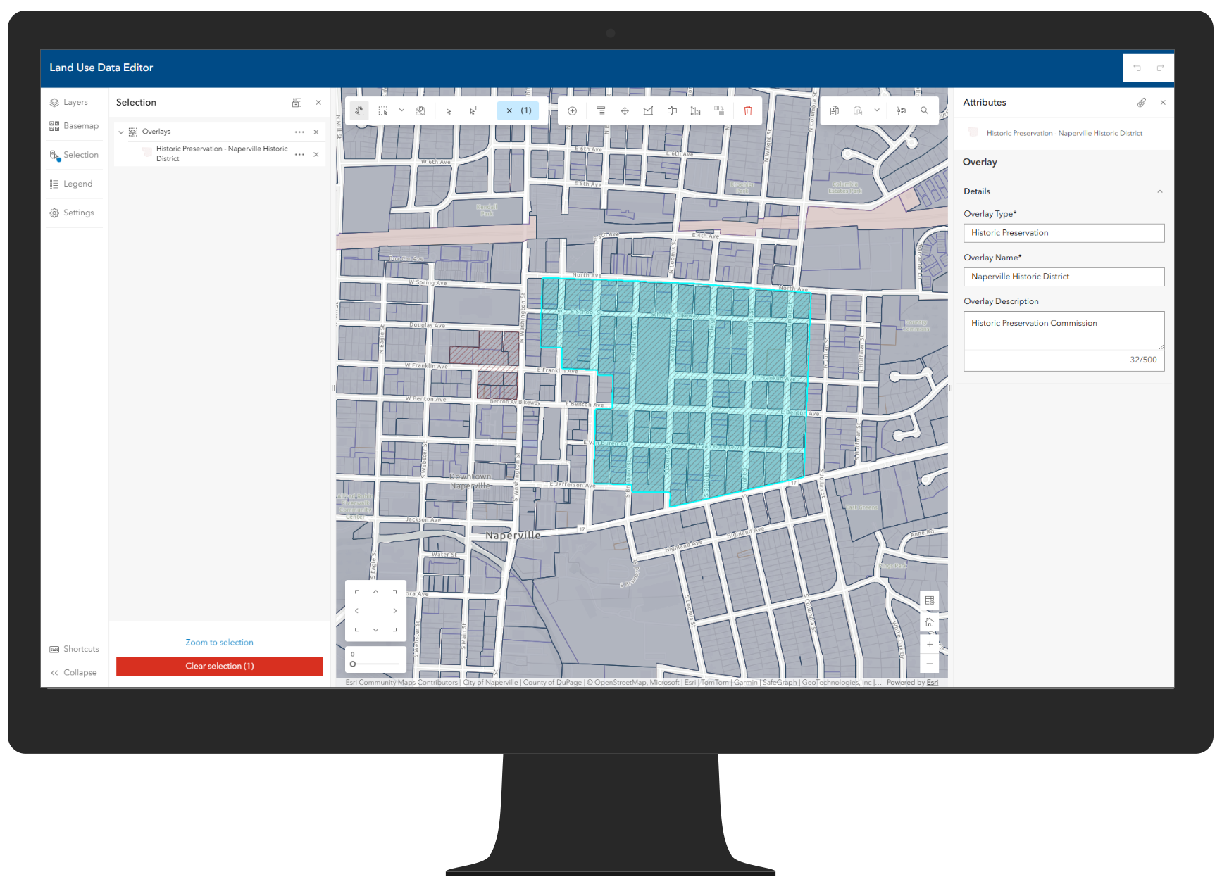An image of the Land Use Data Editor application
