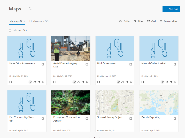 Field Maps Designer Maps page