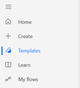 The templates tab on the Power Automate side panel.