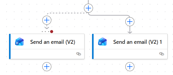 A flow with success and failure notifications configured