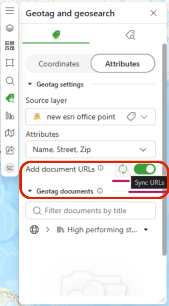 Image highlighting in a red oval the 'add documents URLs'