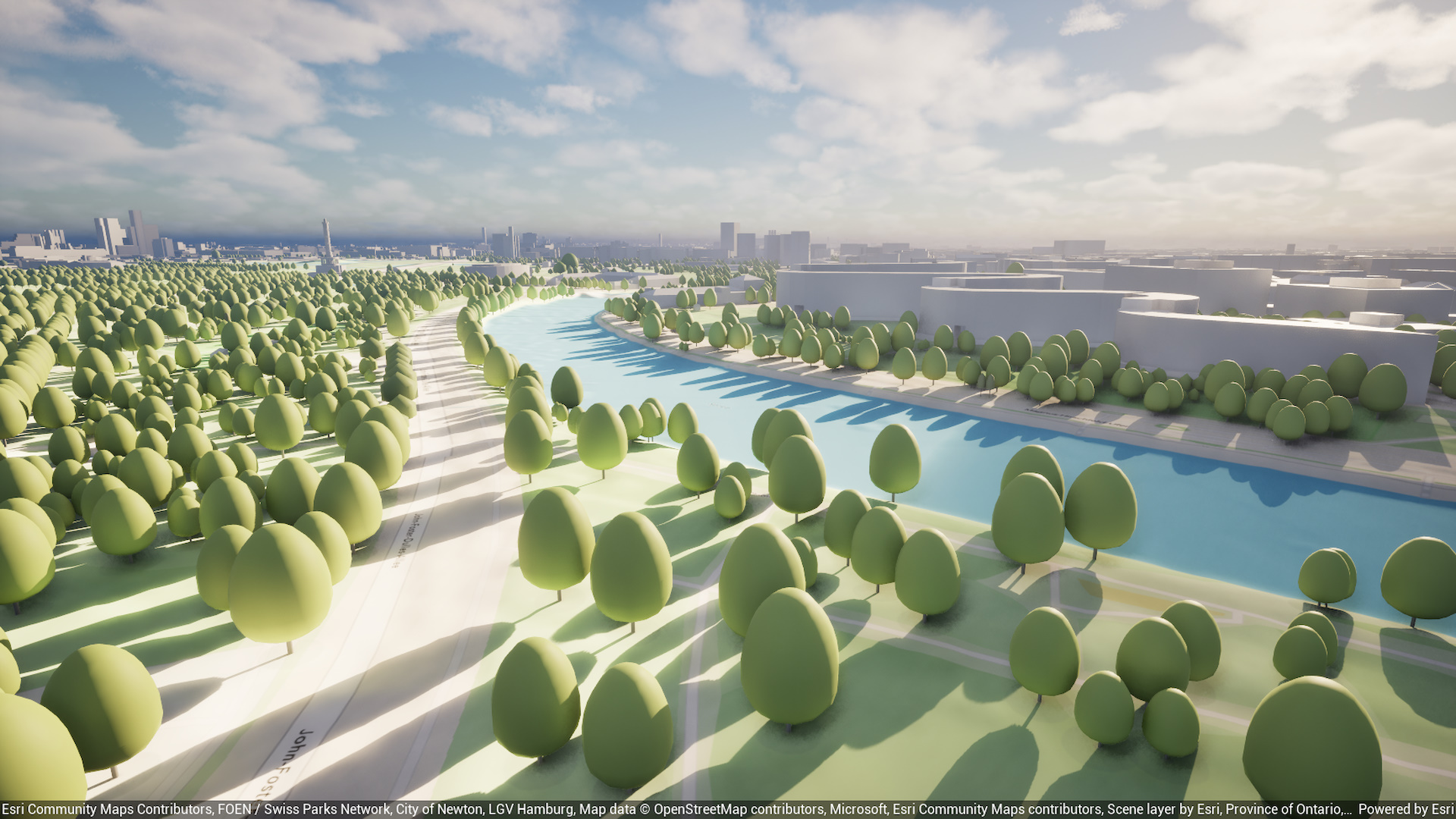 Global Open 3D Trees layer in Unreal Engine powered by the Point Scene Layer.