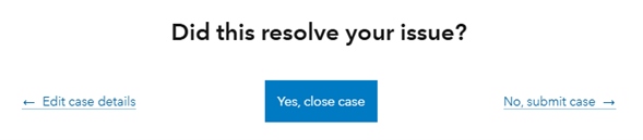 The option to close the case after receiving AI recommendations or to continue and submit a case.