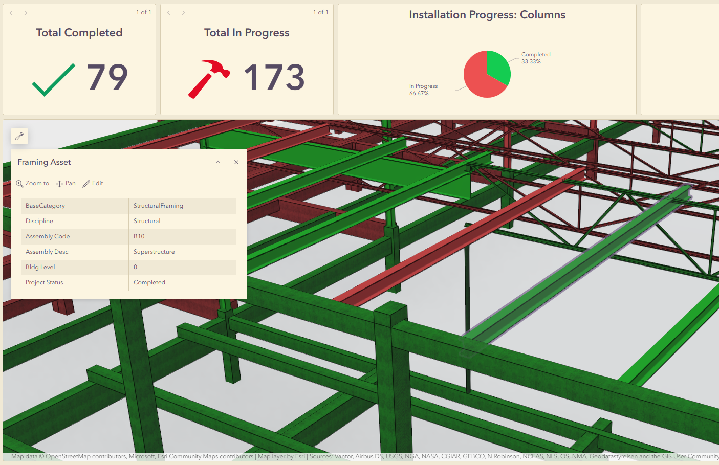 Showing 3D scene with updated Progress Counts