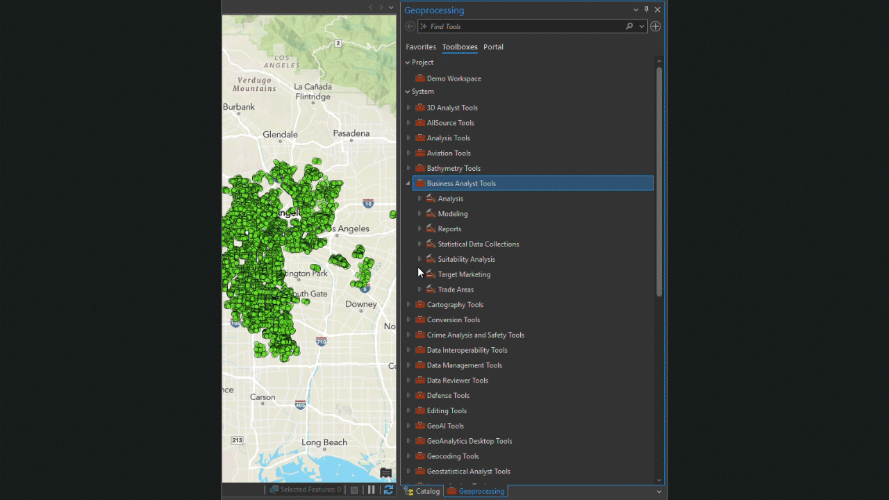 A .gif image of a workflow example using this new geoprocessing tool. The user is populating the parameters with the necessary information to run the tool.