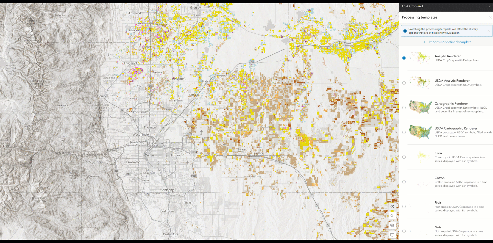 Changing processing templates reveals Denver's grazing and pastureland