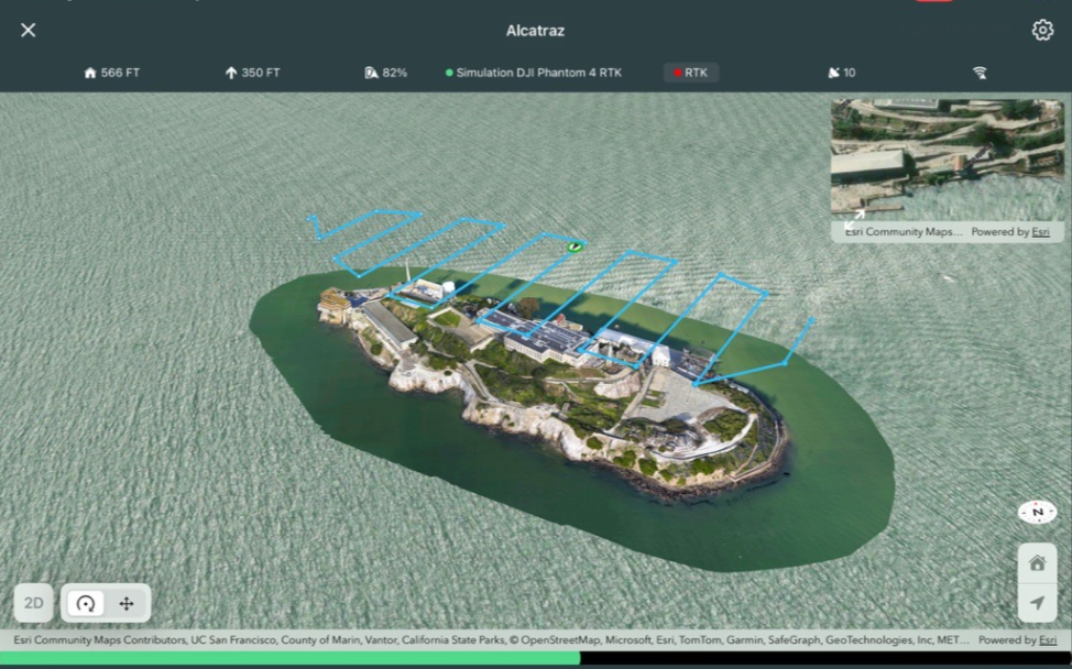 Image of a flight over Alcatraz showcasing layers during a flight mission
