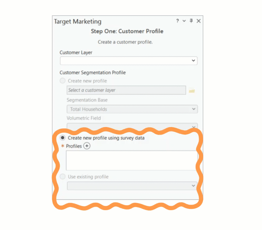 Survey profile option in target marketing wizard
