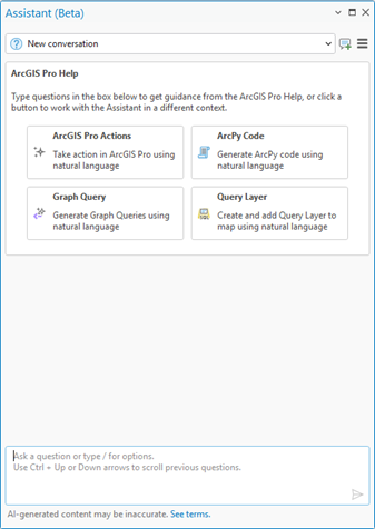 The ArcGIS Pro 3.7 assistant (beta) pane