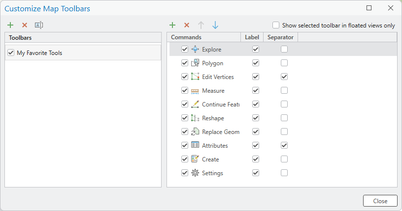 Customize Toolbars dialog