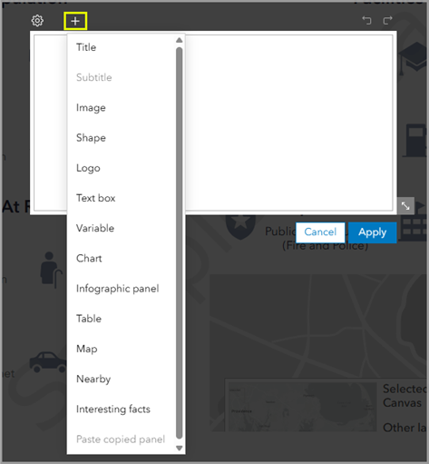 Add elements to the complex panel