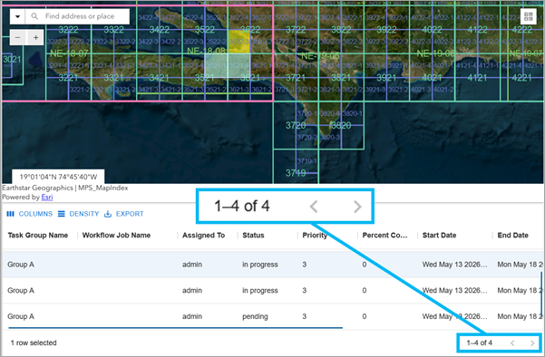 Topographic Production Manager web app job list pagination