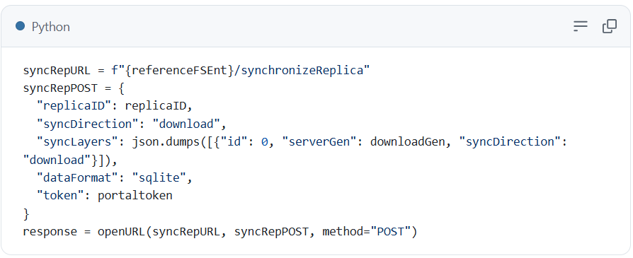 SynchronizeReplica function with syncDirection=download