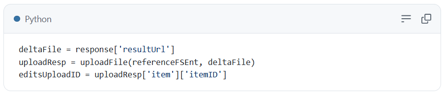 Upload the delta file to the source feature service