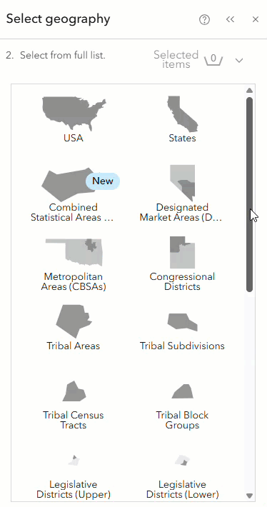 Animation of new boundaries available in the Select geography workflow