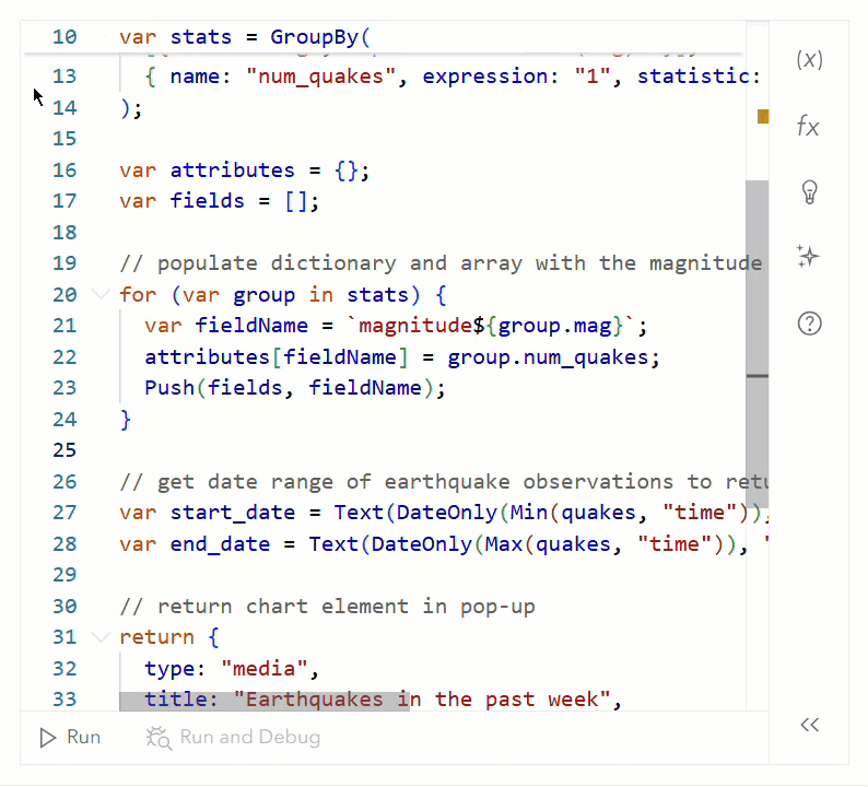 Three breakpoints are added to a script before opening the debug experience.