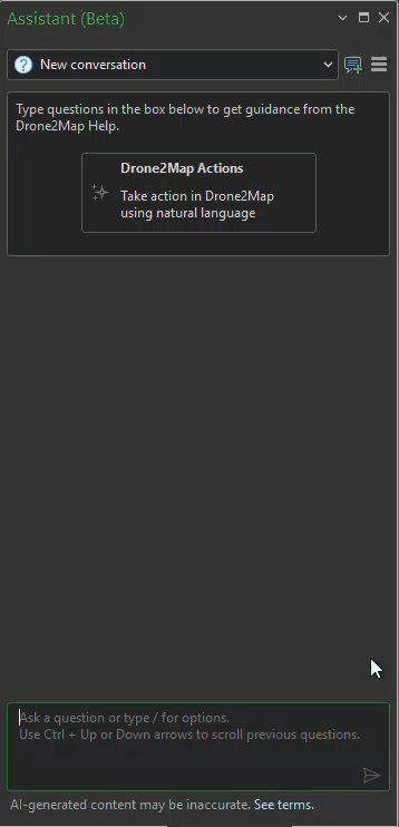 Performing a query within the assistant pane.