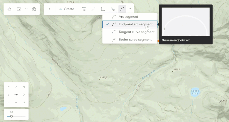 Tooltips in Web Editor quickly show how to use true curve drawing tools.