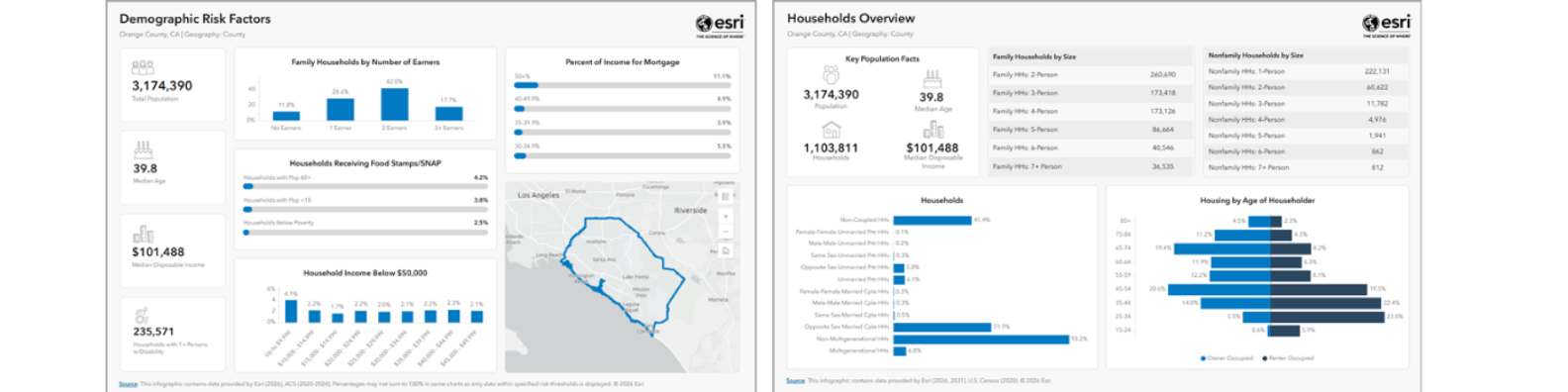 Demographic Risk Factors, and Households Overview infographics